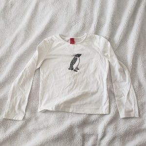 Long Sleeve White Penguin T Shirt size 7 / 8